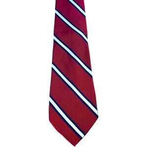 LAUREN Ralph Lauren Striped Silk Point Self Neck Tie Red Blue Men's 58" Length